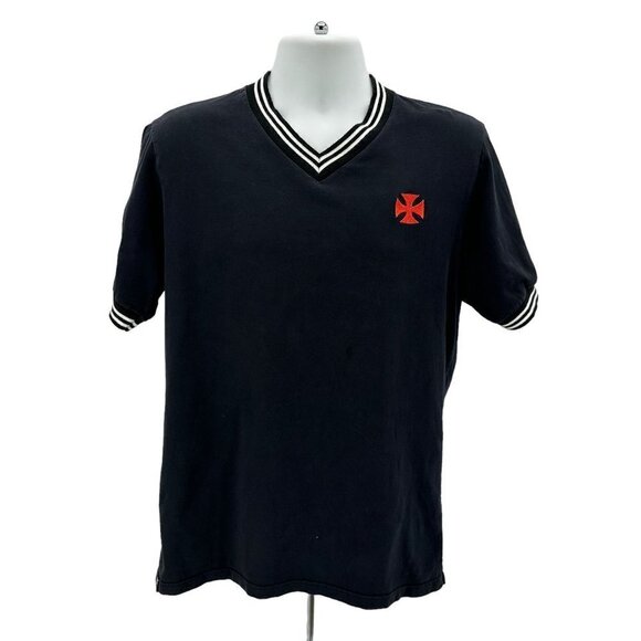 Vasco Da Gama Other - Vintage Vasco Da Gama Brasil Logo V-Neck Black Short Sleeve T-Shirt Mens Large